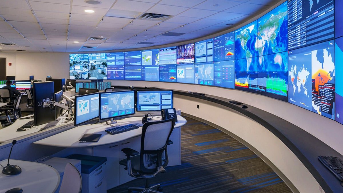 video wall in control room